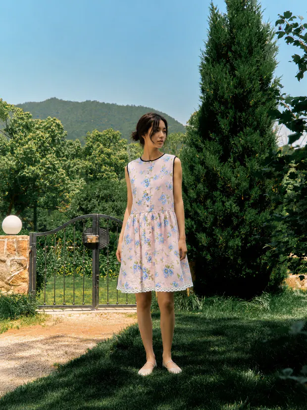 Floral Midi Dress in Pink, product image 5 of 8