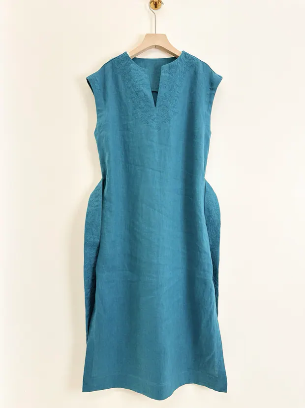 Turquoise Embroidered Dress in Turquoise Green, product image 1 of 8