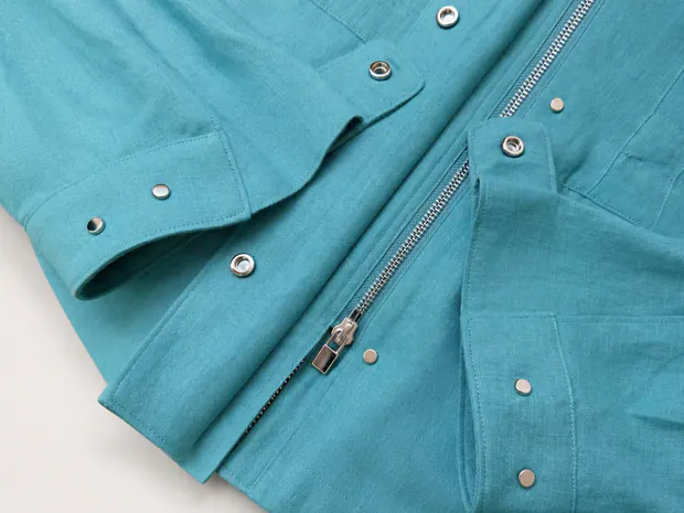 Linen Traveller Jacket in Turquoise Green, product image 8 of 8