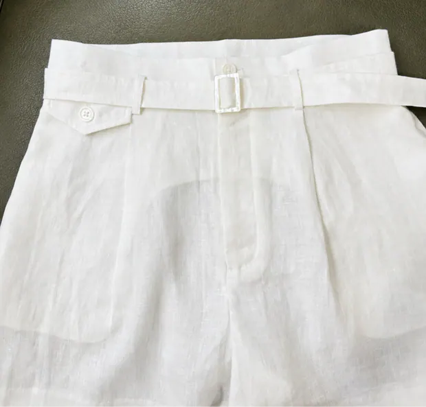Linen Shorts in White, product image 1 of 8