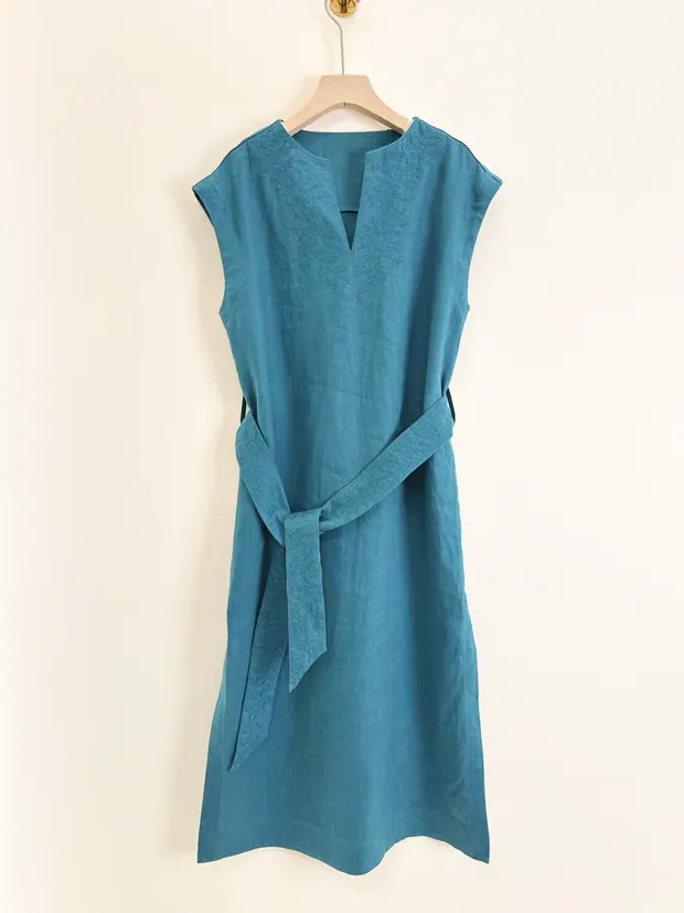 Turquoise Embroidered Dress in Turquoise Green, product view