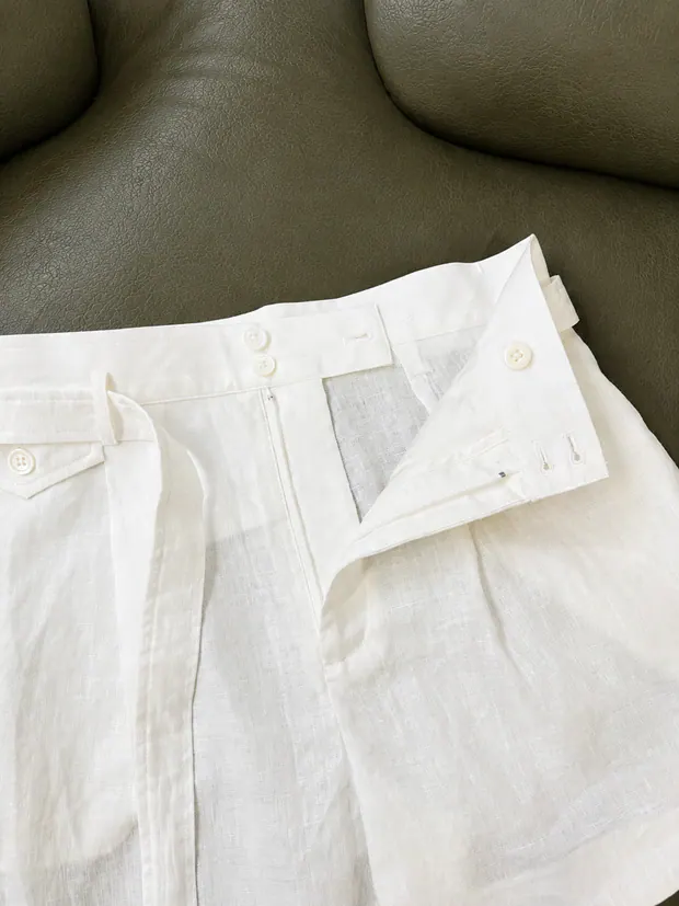 Linen Shorts in White, product image 2 of 8