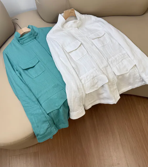 Linen Traveller Jacket in Turquoise Green, product image 2 of 8