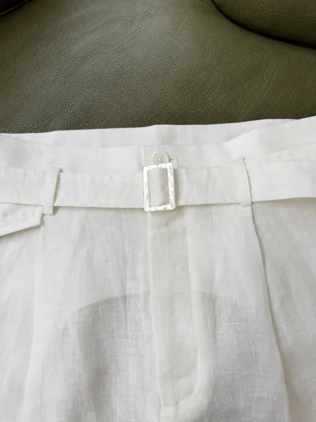 Linen Shorts in White, product image 7 of 8