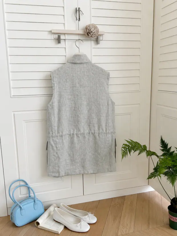 Old Money Linen Vest in Pelican Gray, product image 8 of 8