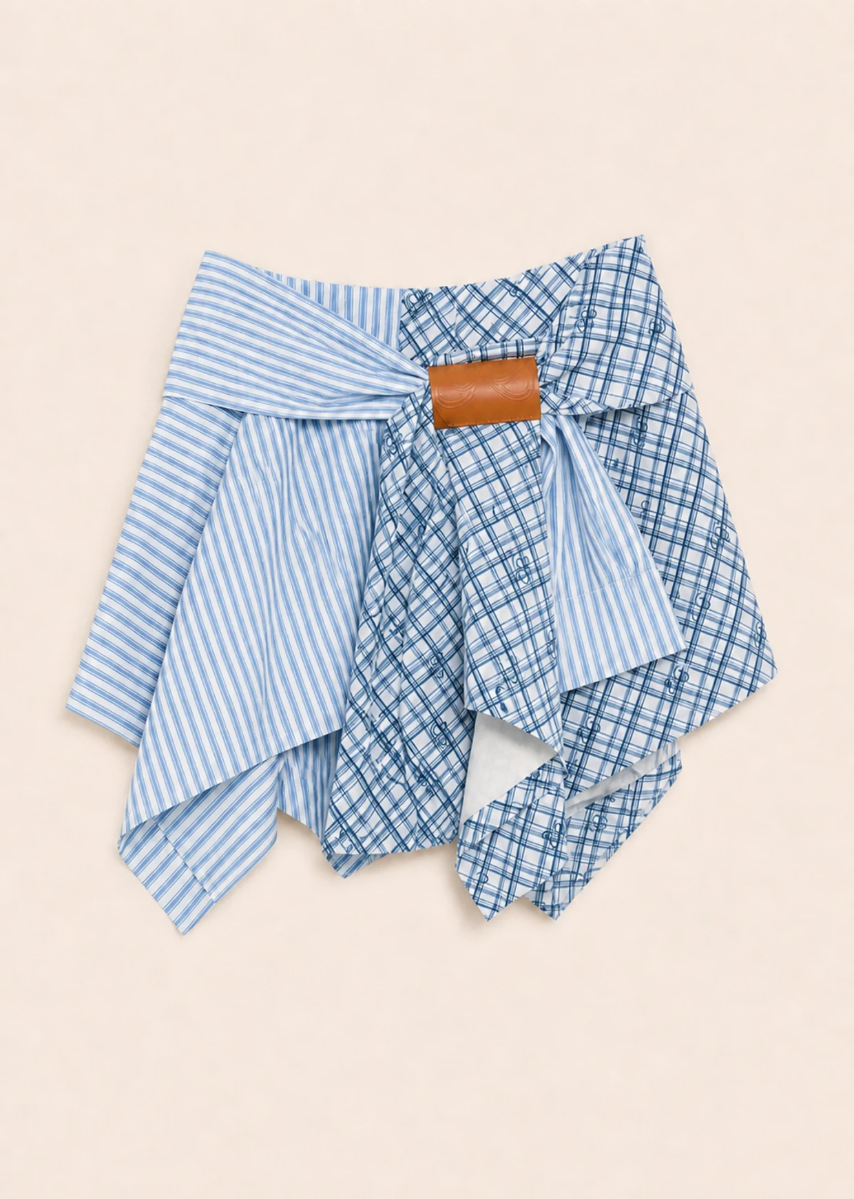 ANN Deconstructed Skirt in Blue and White Stripe, product front view