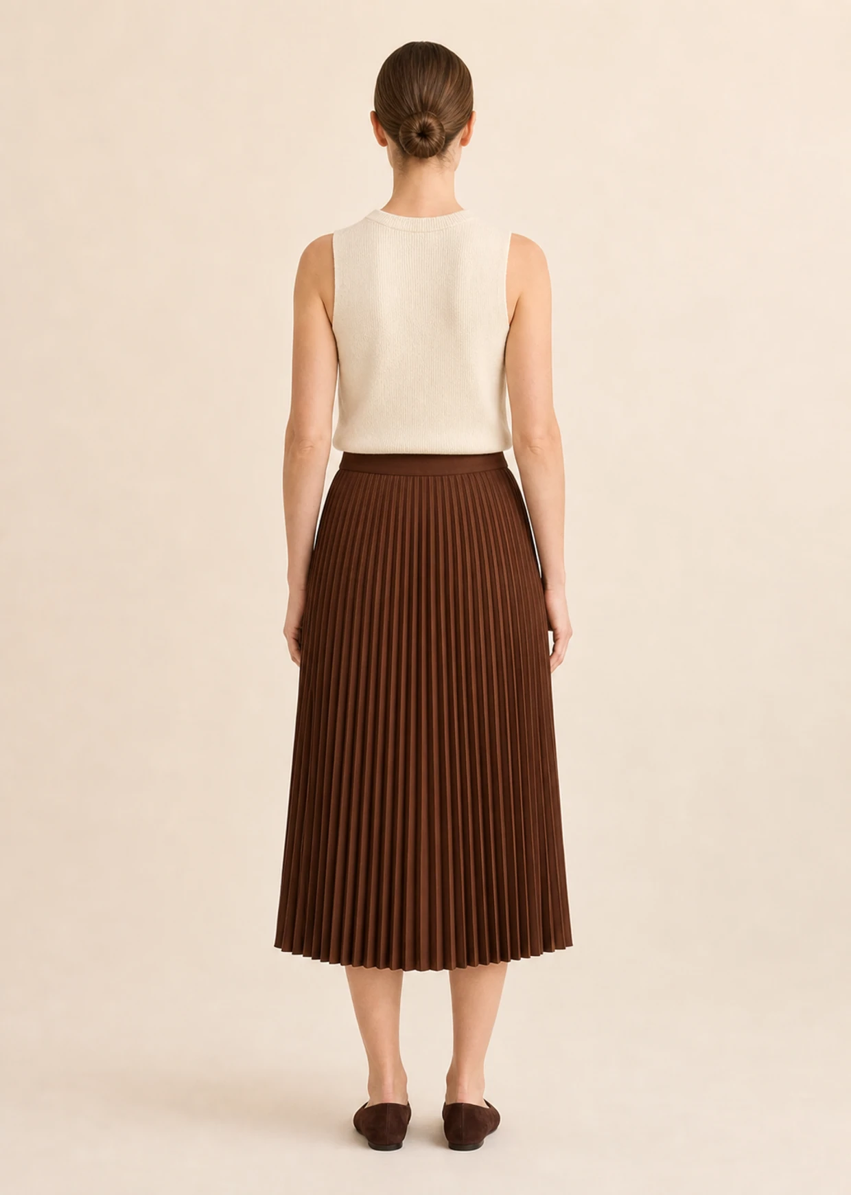Brown Pleated Midi Skirt product image 40