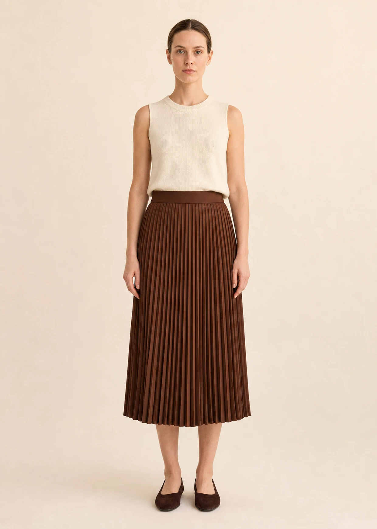 Brown Pleated Midi Skirt product image 10