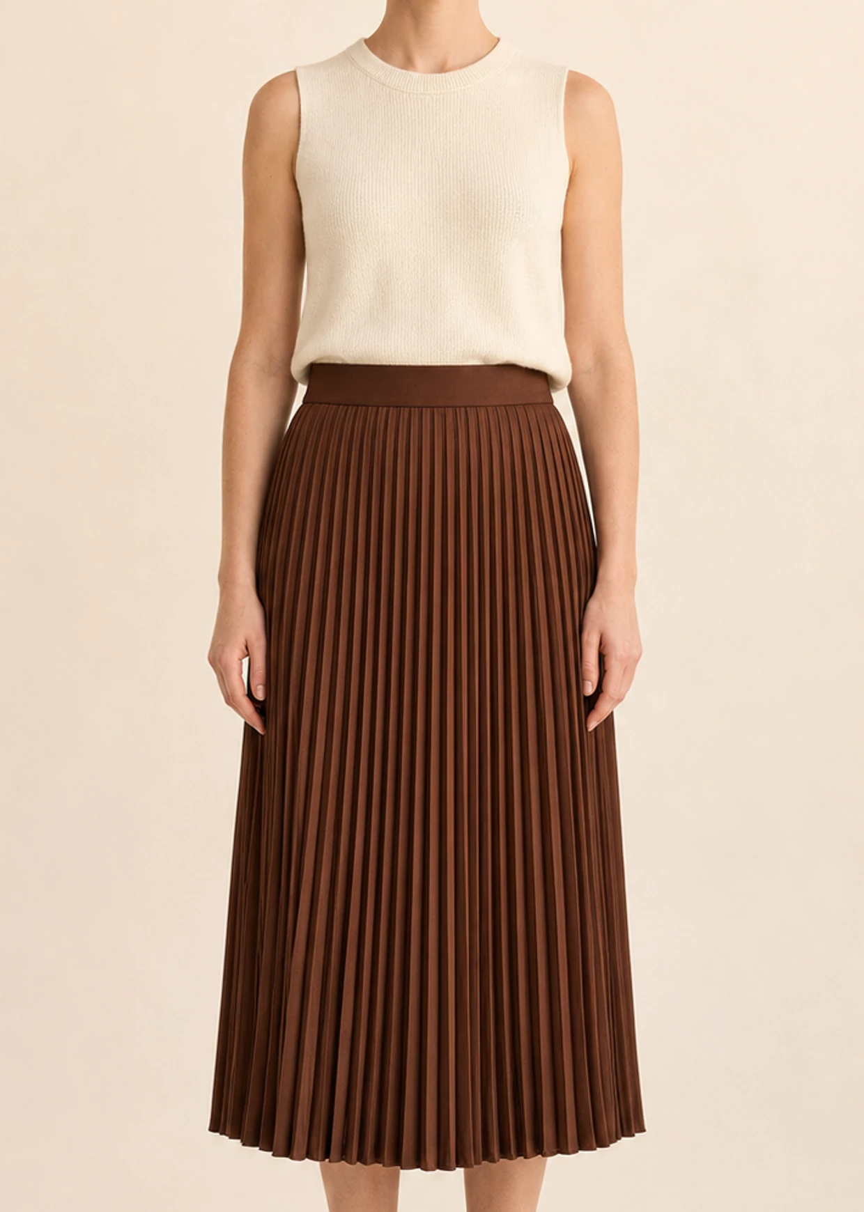 Brown Pleated Midi Skirt product image 20