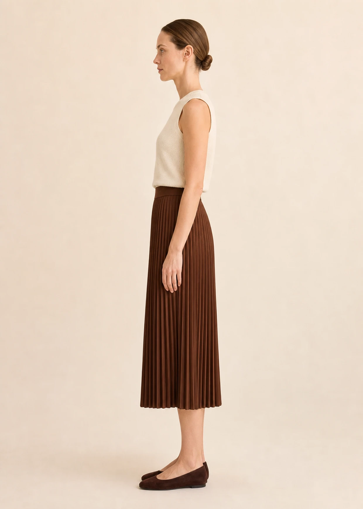 Brown Pleated Midi Skirt product image 30
