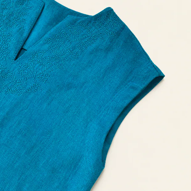 Turquoise Embroidered Dress in Turquoise Green, product image 4 of 6