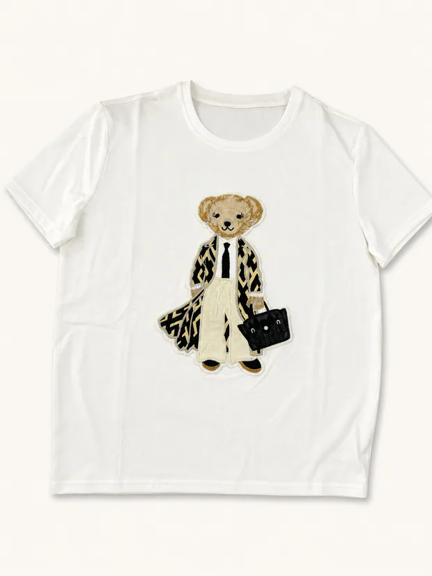Bear Graphic T-Shirt in White, product image 3 of 6