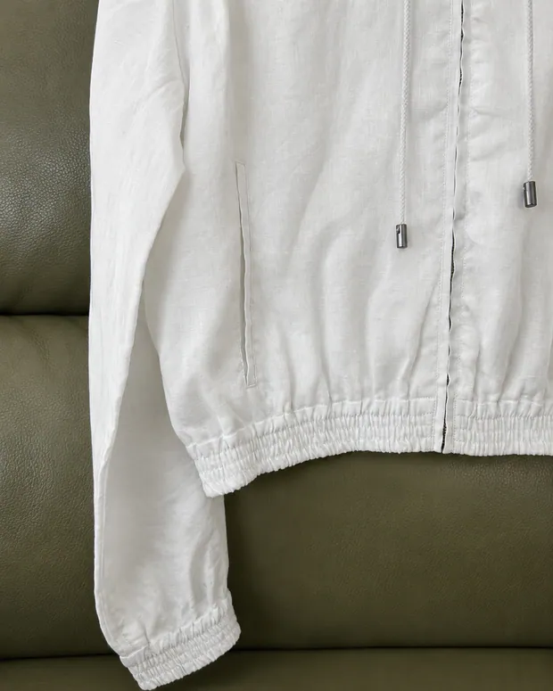 Linen Hooded Jacket in White, product image 5 of 6