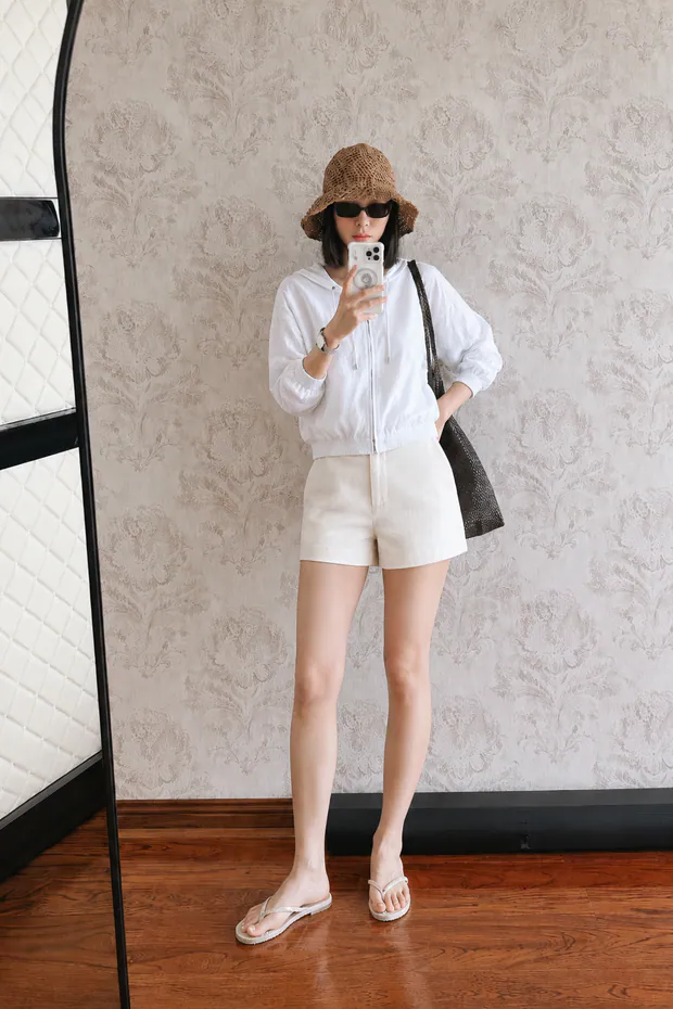 Linen Hooded Jacket in White, product image 6 of 6