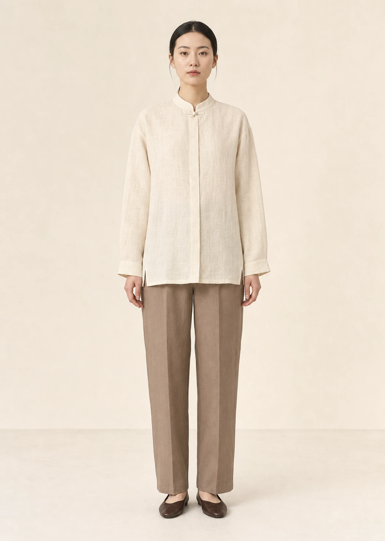 Loro Mandarin-Collar Linen Shirt product view 10