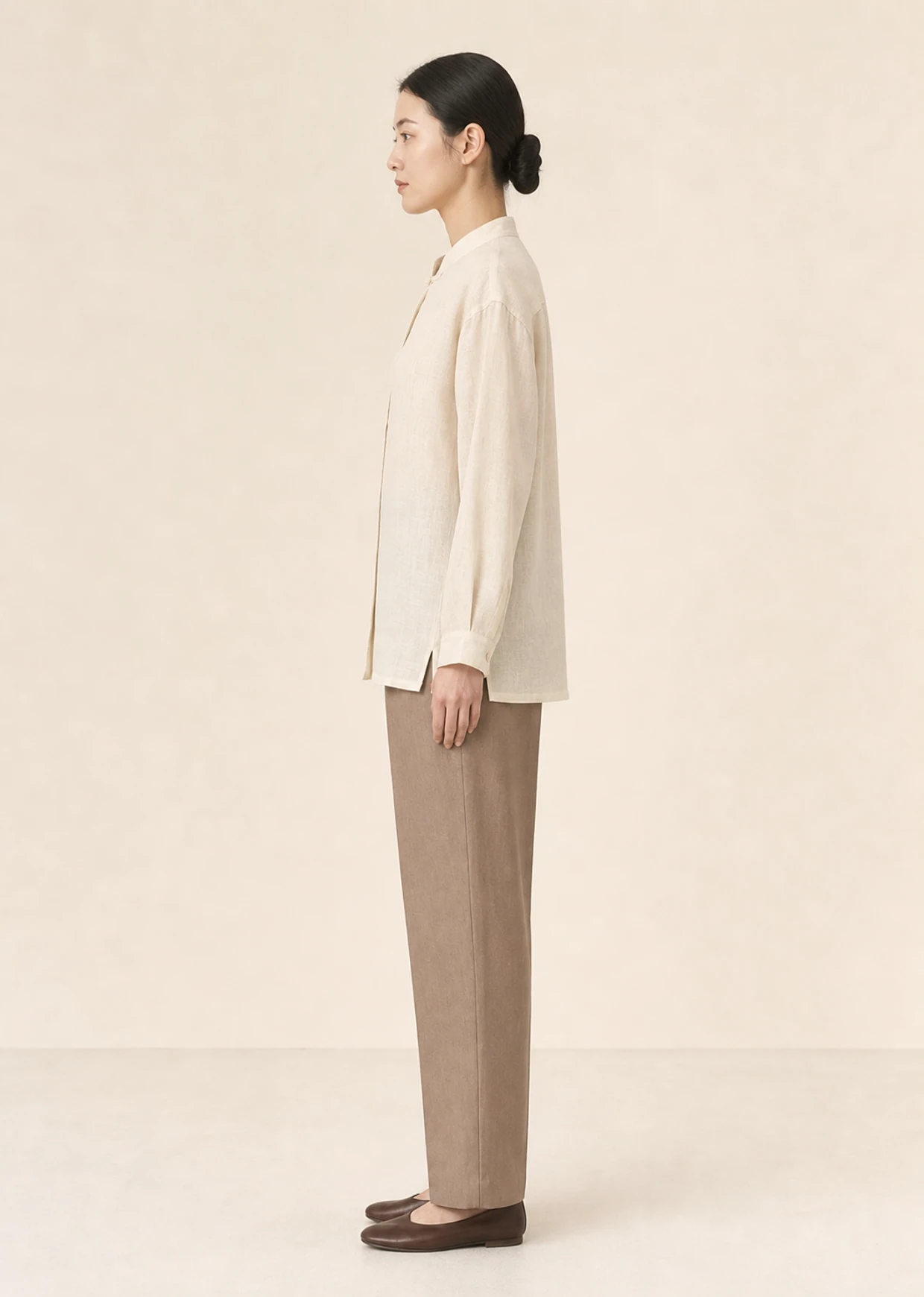 Loro Mandarin-Collar Linen Shirt product view 30