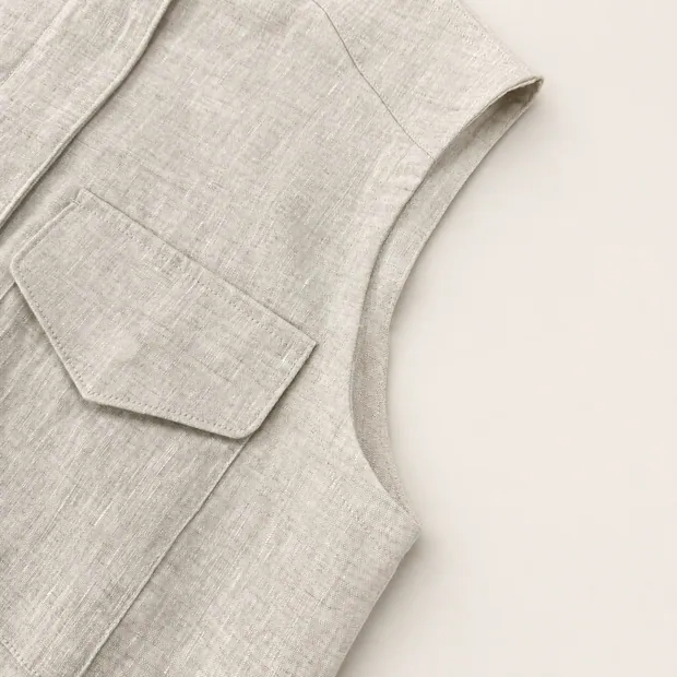 Old Money Linen Vest in Pelican Gray, product image 3 of 8