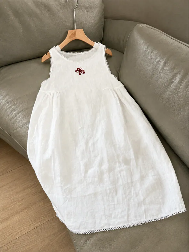 White Embroidered Dress in White, product image 2 of 6