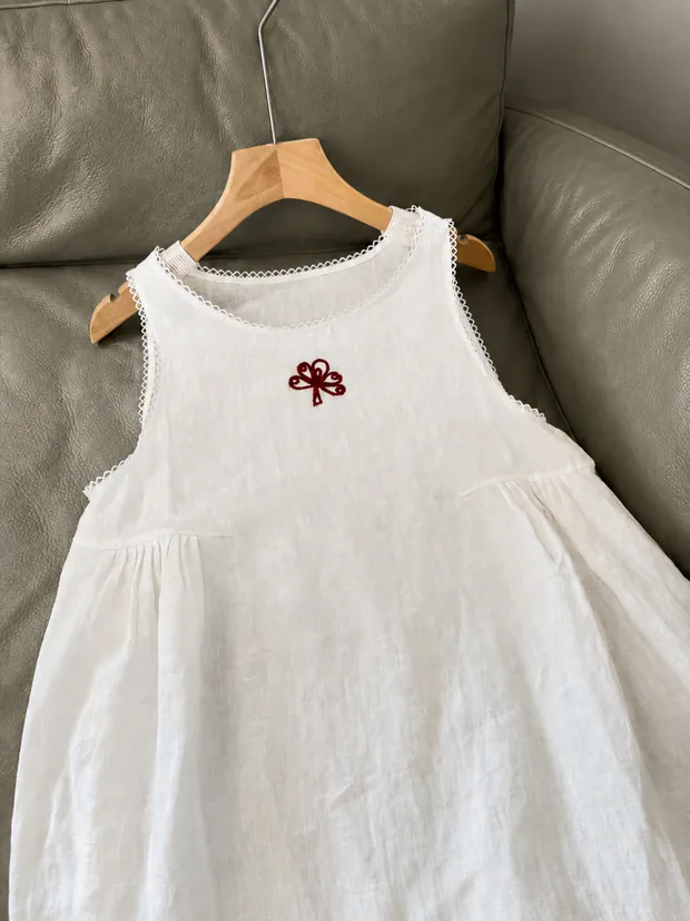 White Embroidered Dress in White, product image 3 of 6