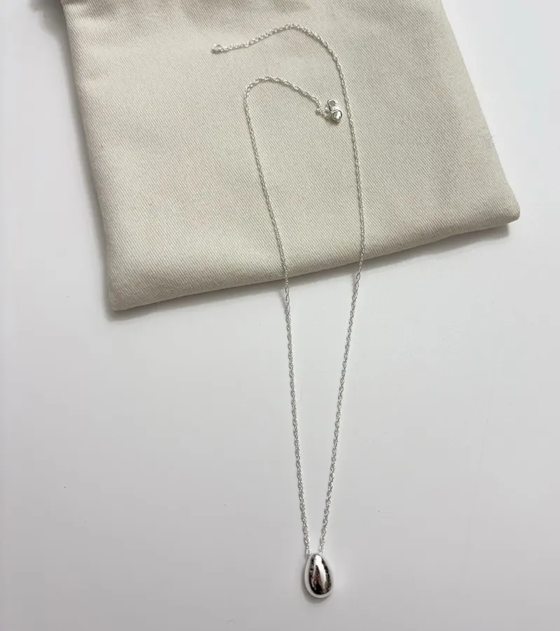 Sterling Silver Bean-Pendant Necklace in Silver, product view 04
