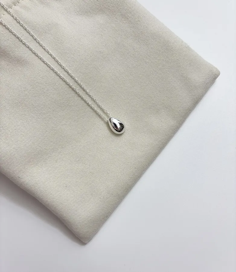 Sterling Silver Bean-Pendant Necklace in Silver, product view 05