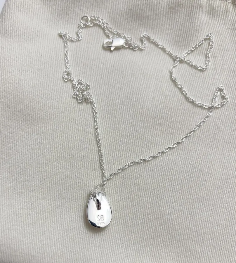 Sterling Silver Bean-Pendant Necklace in Silver, product view 07
