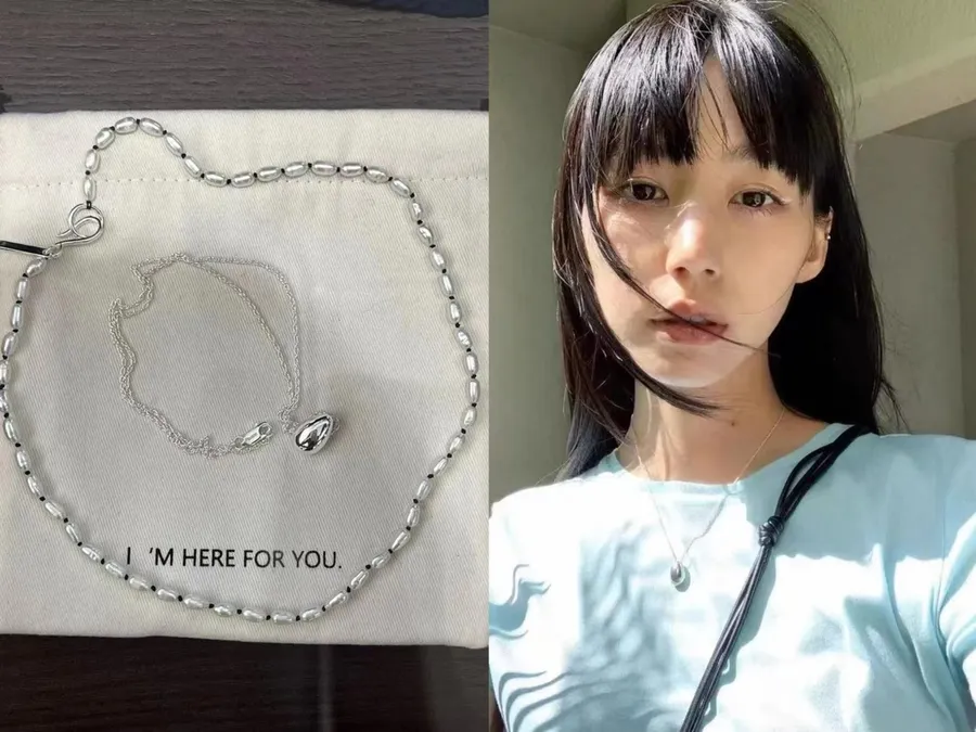 Sterling Silver Bean-Pendant Necklace in Silver, product view 09