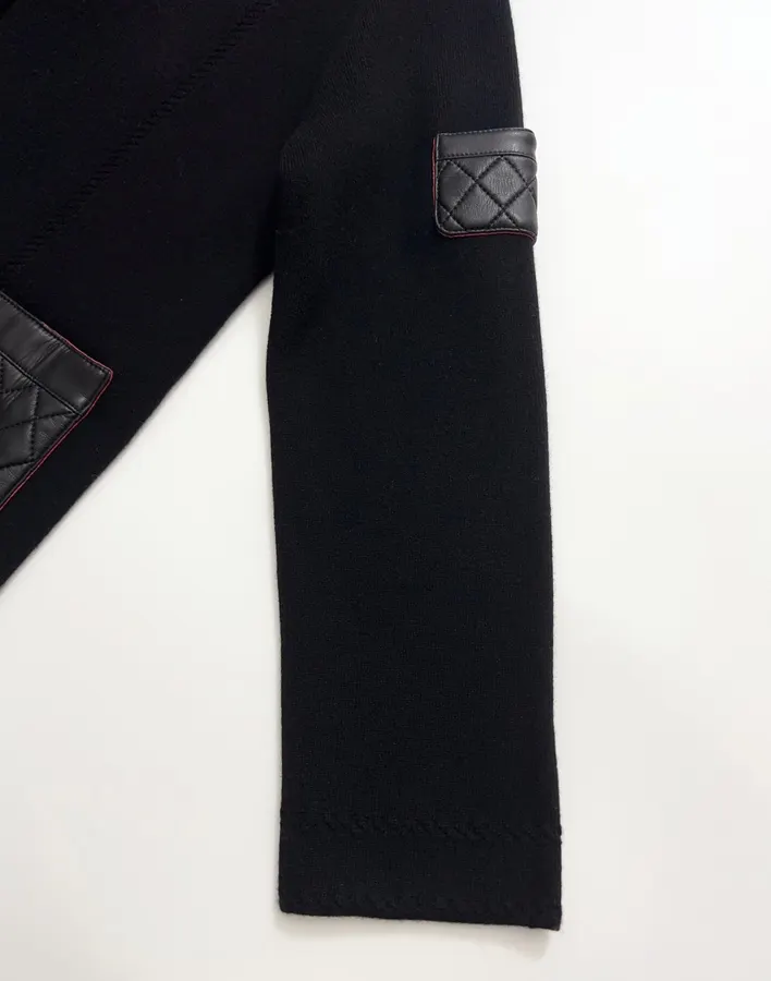 Black Slim-Fit Sleeveless Knit Top in Black, product view 08
