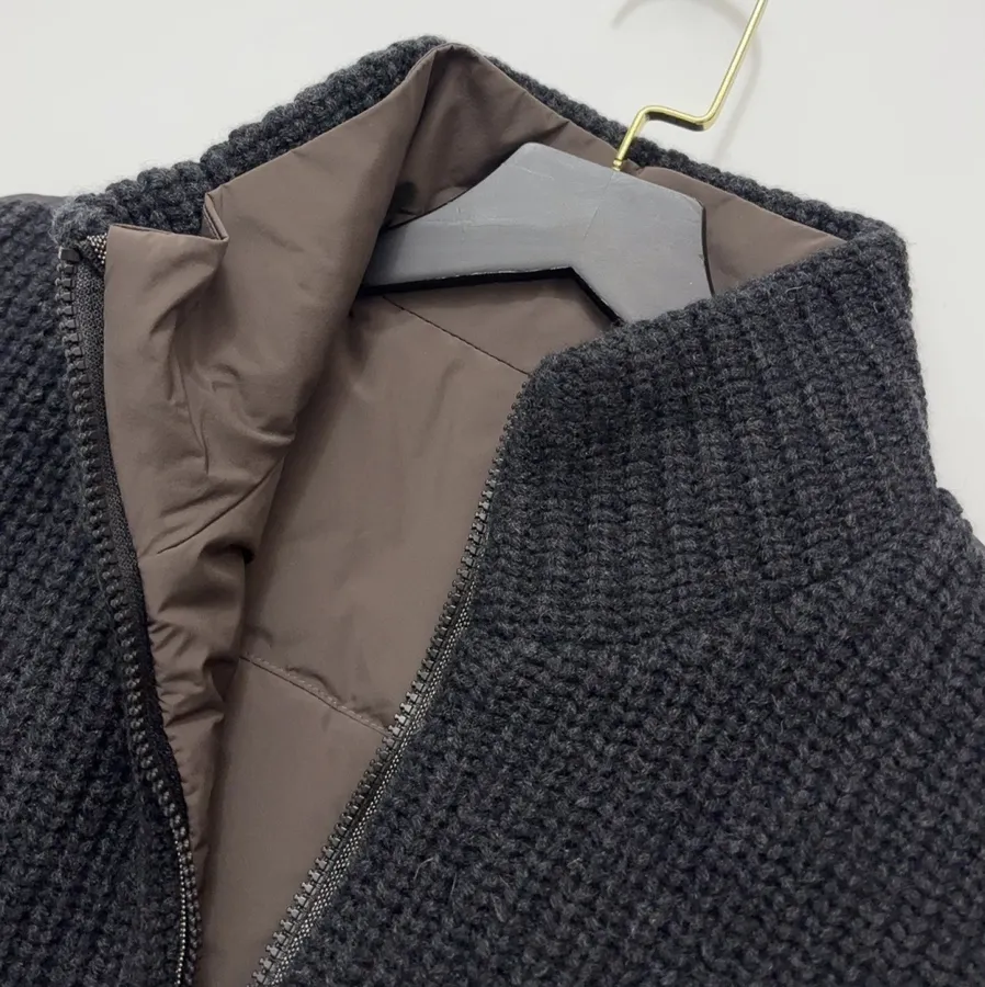 Charcoal High-Neck Zip Knit Vest in Dark Gray, product view 05
