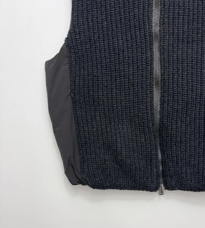 Charcoal High-Neck Zip Knit Vest in Dark Gray, product view 06