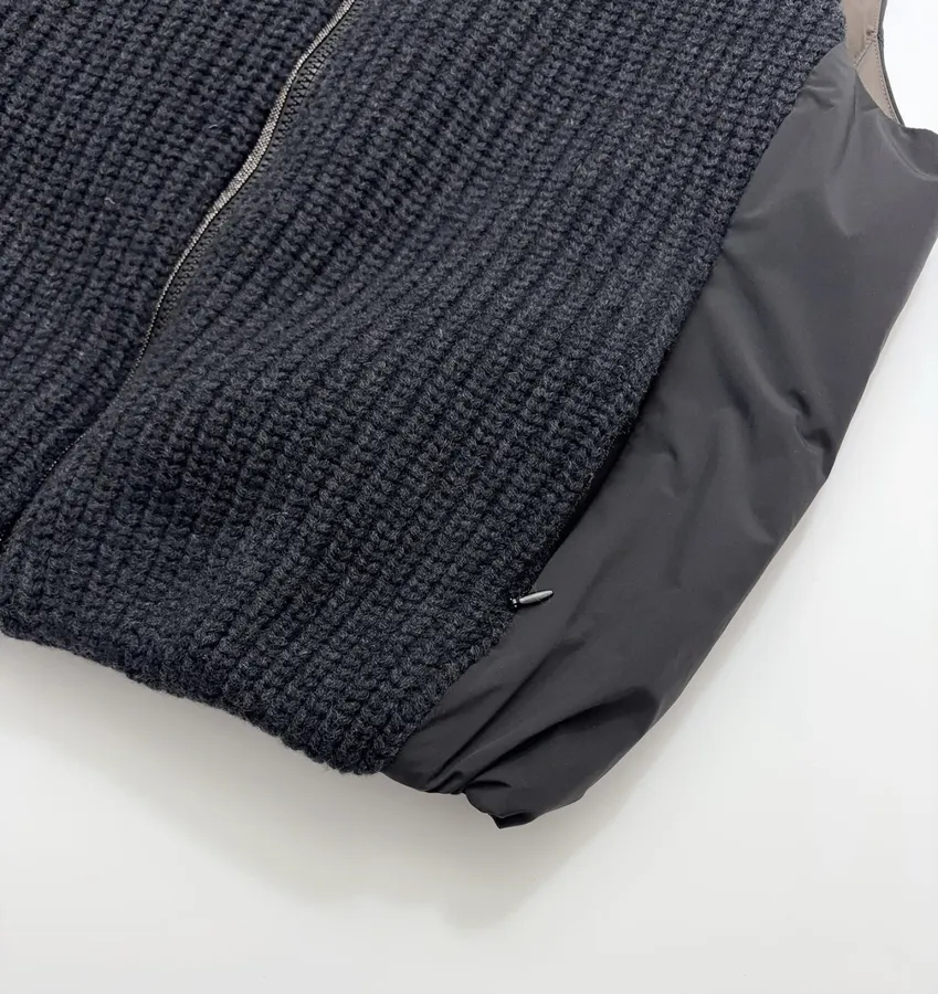 Charcoal High-Neck Zip Knit Vest in Dark Gray, product view 07