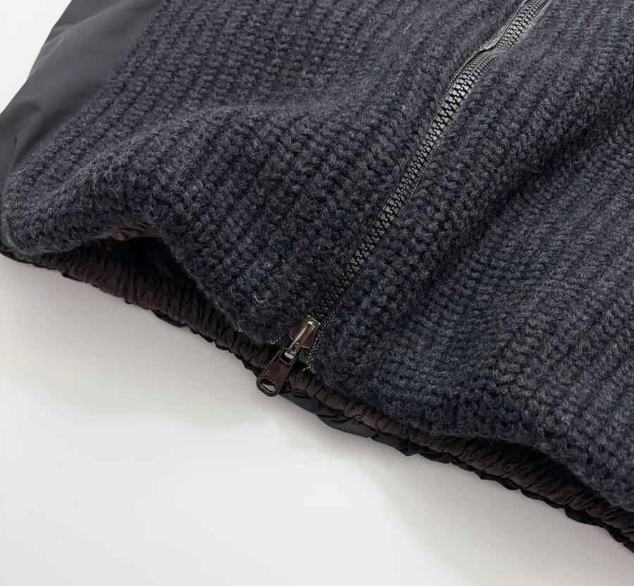 Charcoal High-Neck Zip Knit Vest in Dark Gray, product view 08