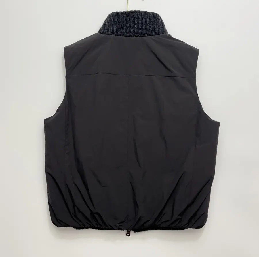 Charcoal High-Neck Zip Knit Vest in Dark Gray, product view 10