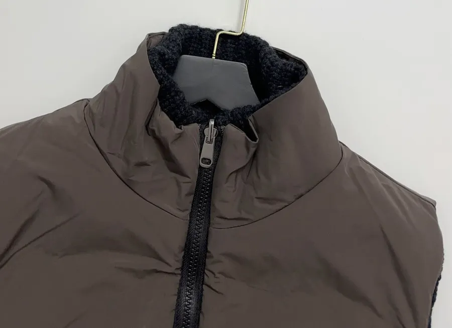 Charcoal High-Neck Zip Knit Vest in Dark Gray, product view 13
