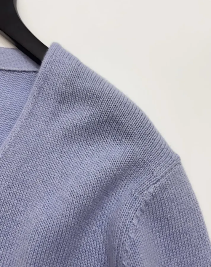Solid Cashmere Knit Cardigan in Periwinkle, product view 03
