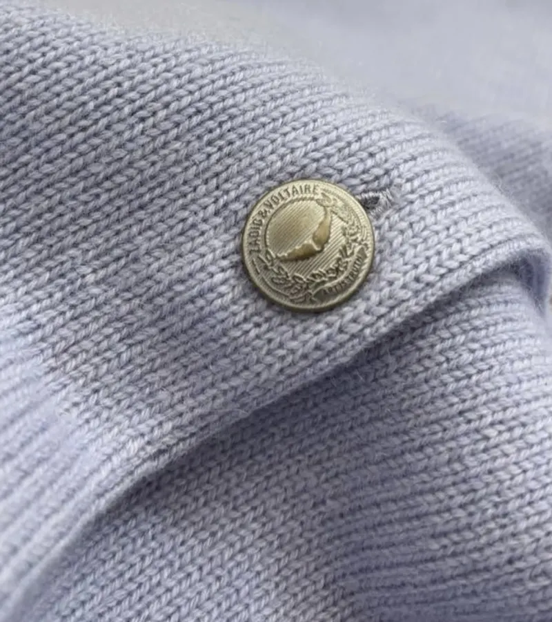 Solid Cashmere Knit Cardigan in Periwinkle, product view 04