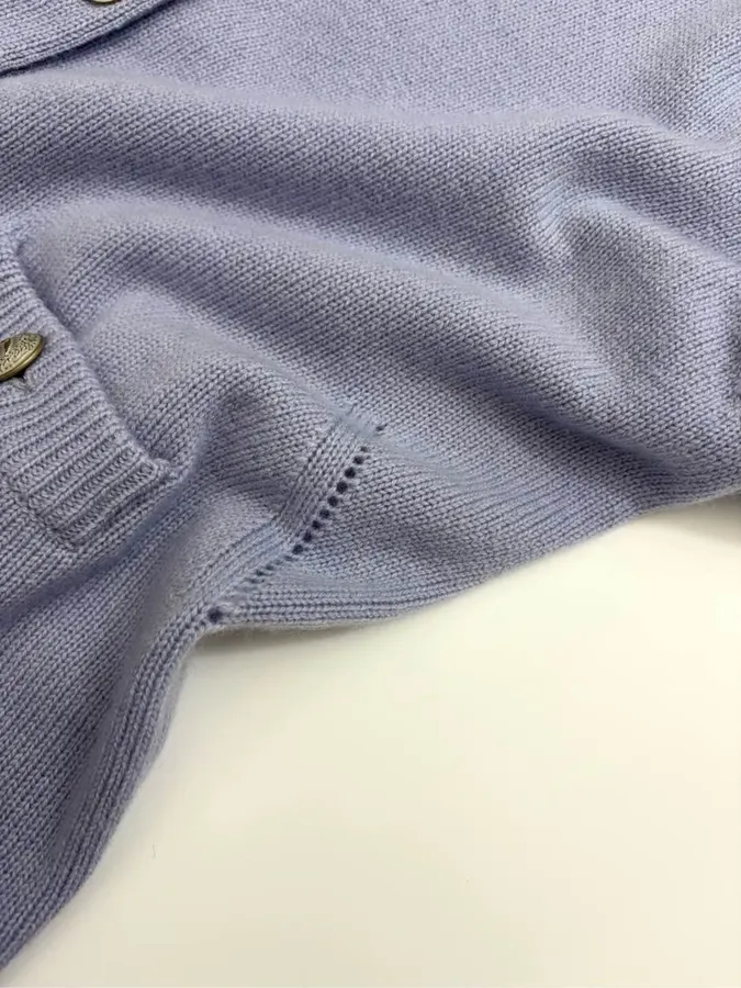 Solid Cashmere Knit Cardigan in Periwinkle, product view 10