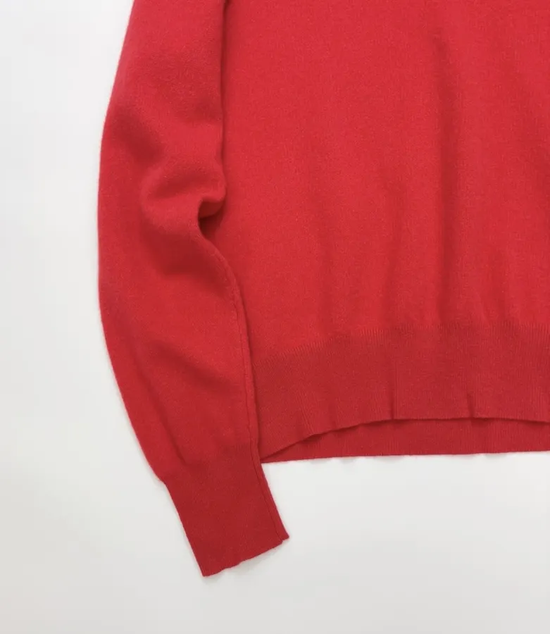 Red V-Neck Pullover Sweater in Red, product view 05