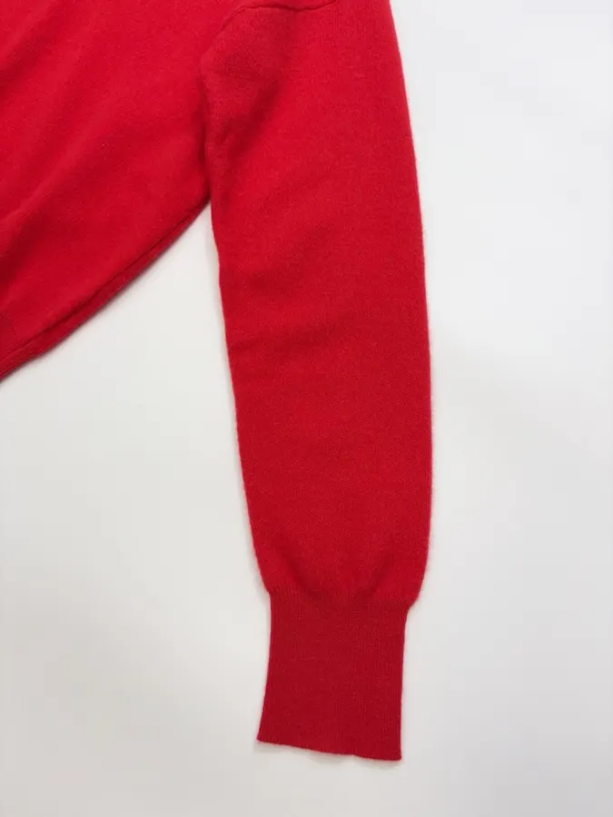 Red V-Neck Pullover Sweater in Red, product view 06