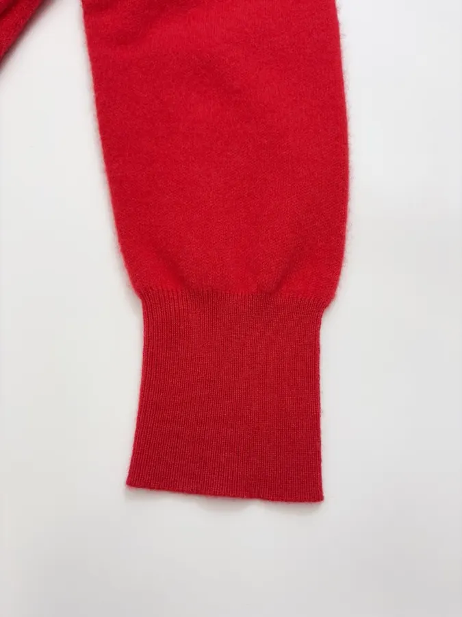 Red V-Neck Pullover Sweater in Red, product view 08