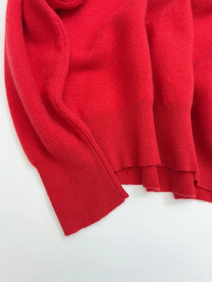 Red V-Neck Pullover Sweater in Red, product view 10