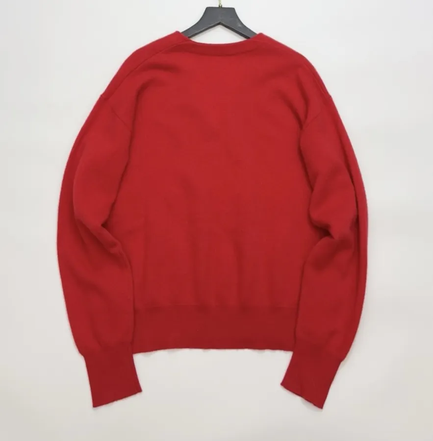 Red V-Neck Pullover Sweater in Red, product view 14