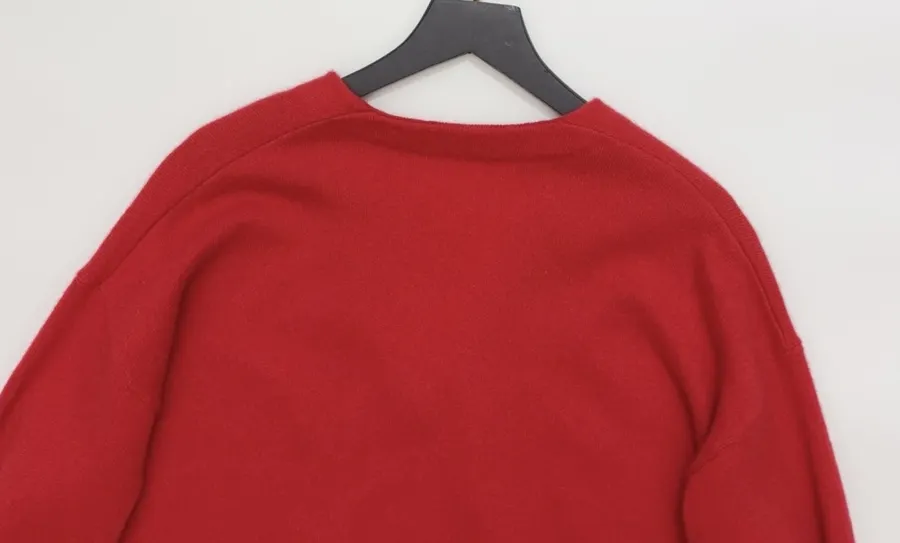 Red V-Neck Pullover Sweater in Red, product view 15