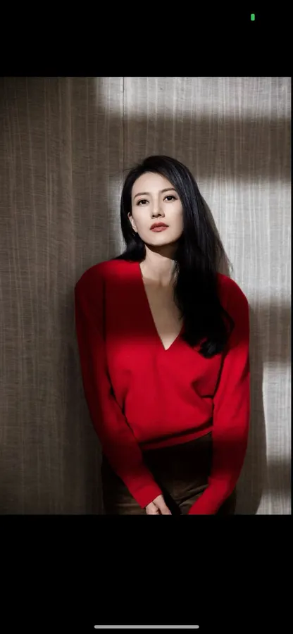 Red V-Neck Pullover Sweater in Red, product view 17