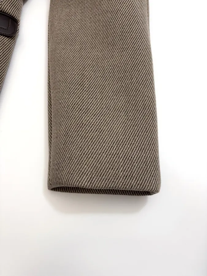 Antique Retro Leather-Inlaid Double-Layer Equestrian Twill Wool Suit in Taupe, product view 13