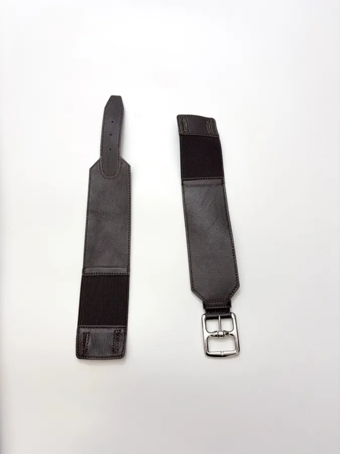 Antique Retro Leather-Inlaid Double-Layer Equestrian Twill Wool Suit in Taupe, product view 28