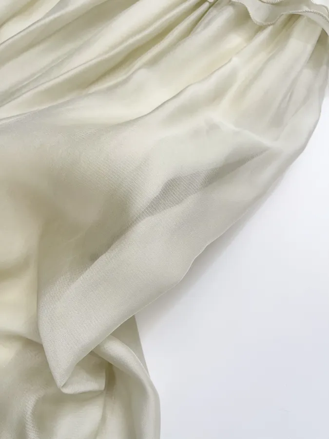 Cream Ruffle-Trim Long-Sleeve Maxi Dress in Apricot, product view 23