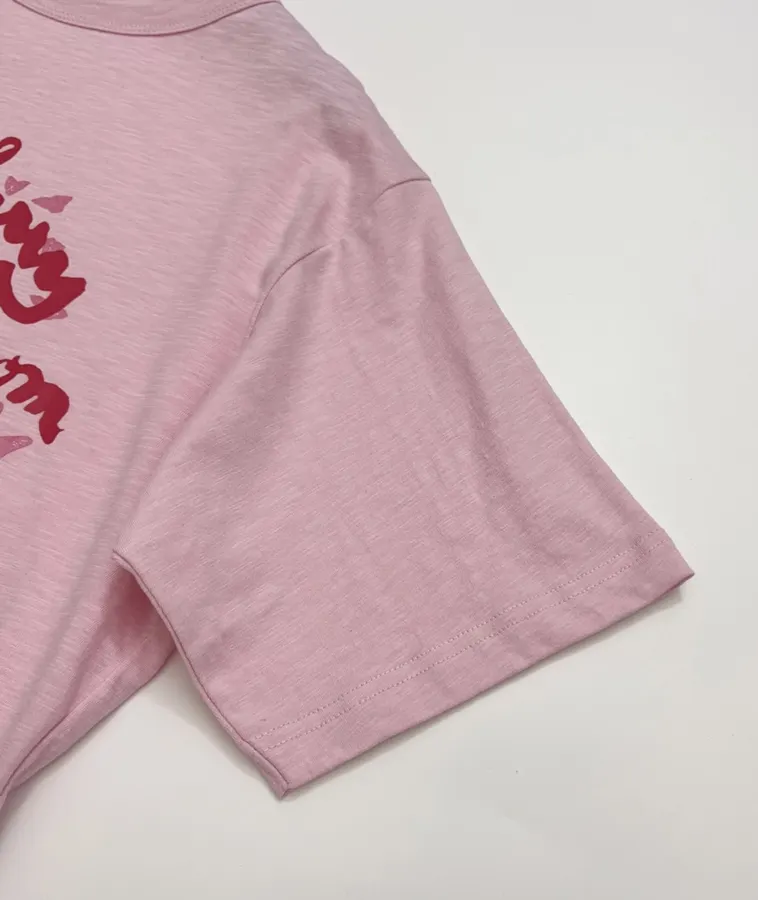 Cherry Blossom Embroidered Crew-Neck T-Shirt in Pink, product view 07