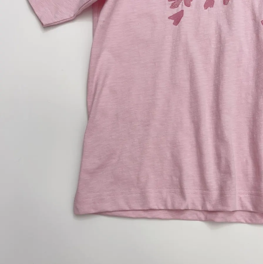 Cherry Blossom Embroidered Crew-Neck T-Shirt in Pink, product view 12