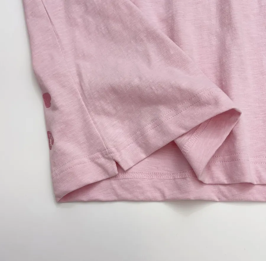 Cherry Blossom Embroidered Crew-Neck T-Shirt in Pink, product view 14
